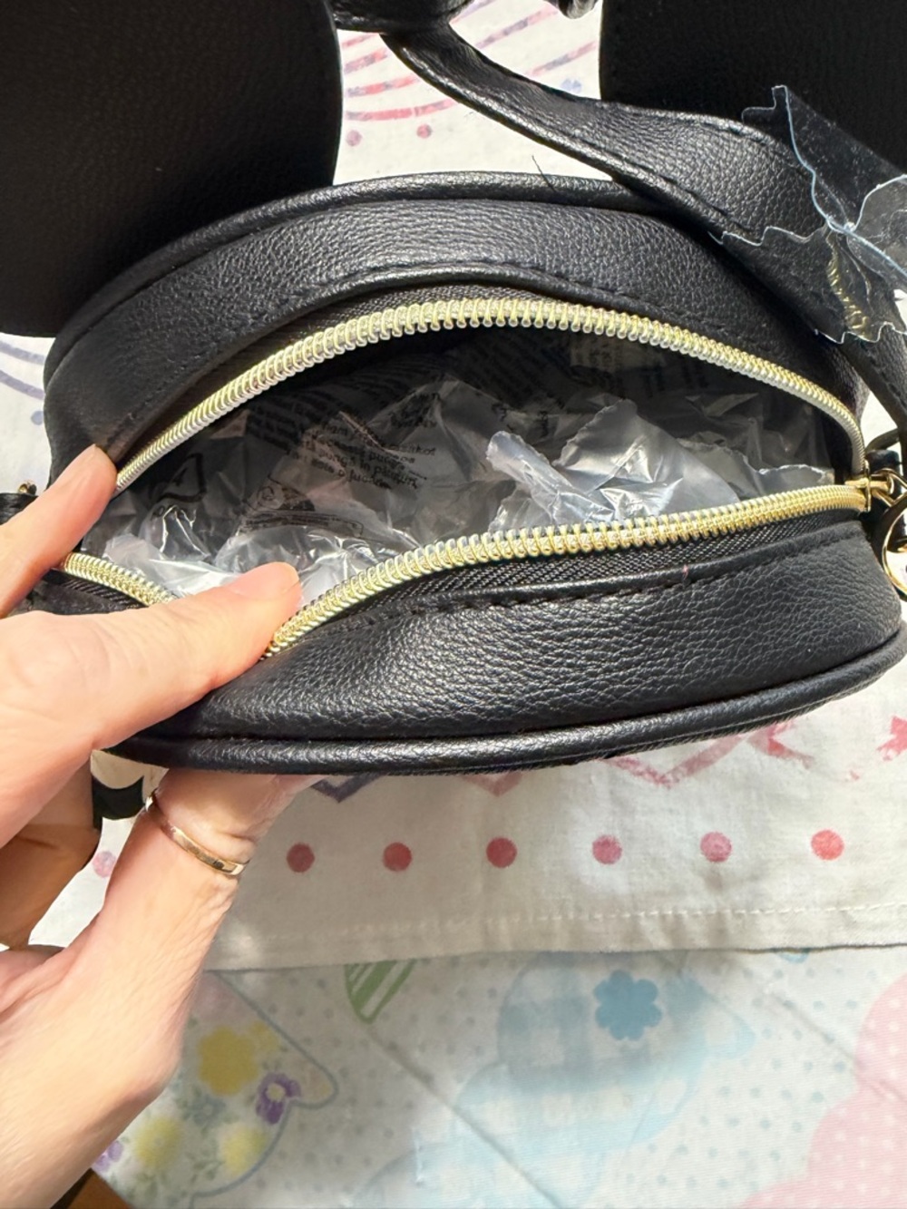 Disney Black Quilted Mickey Ear Crossbody Bag - Picture 4 of 4